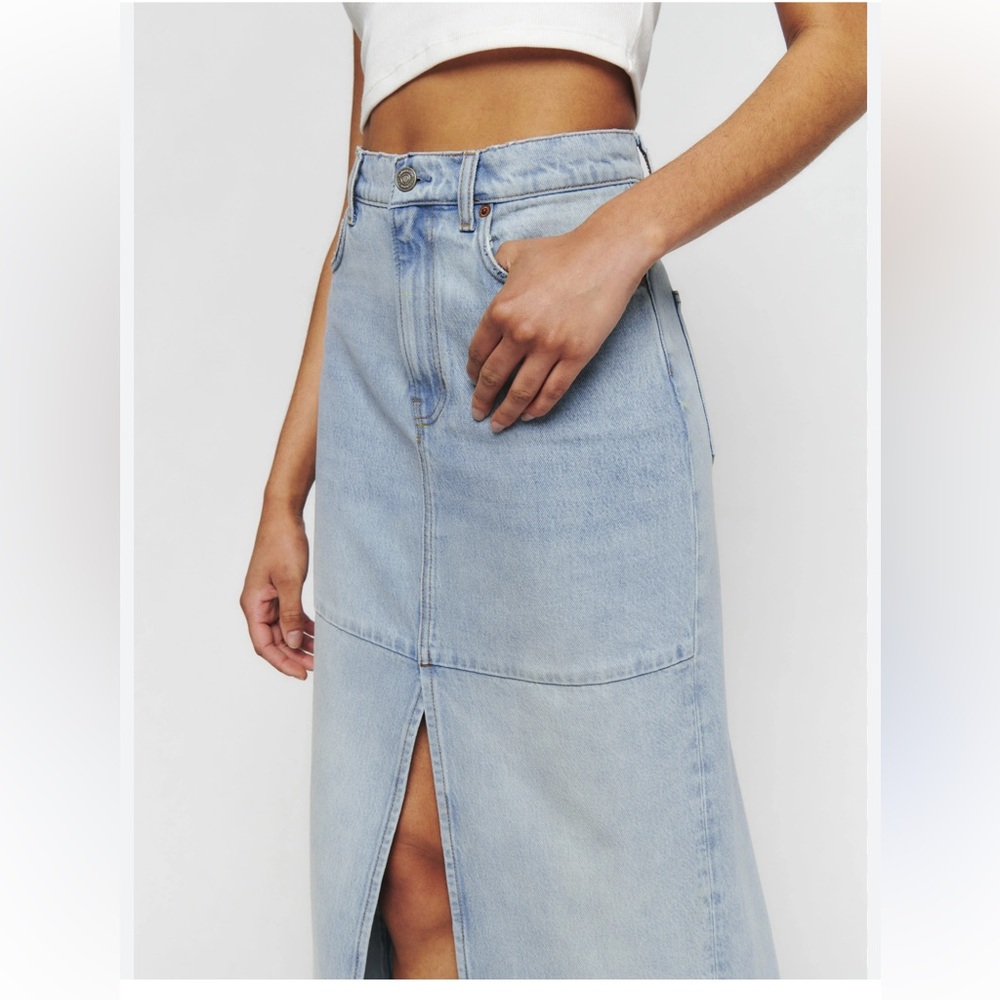 Reformation Tazz Maxi Denim Skirt Light Wash